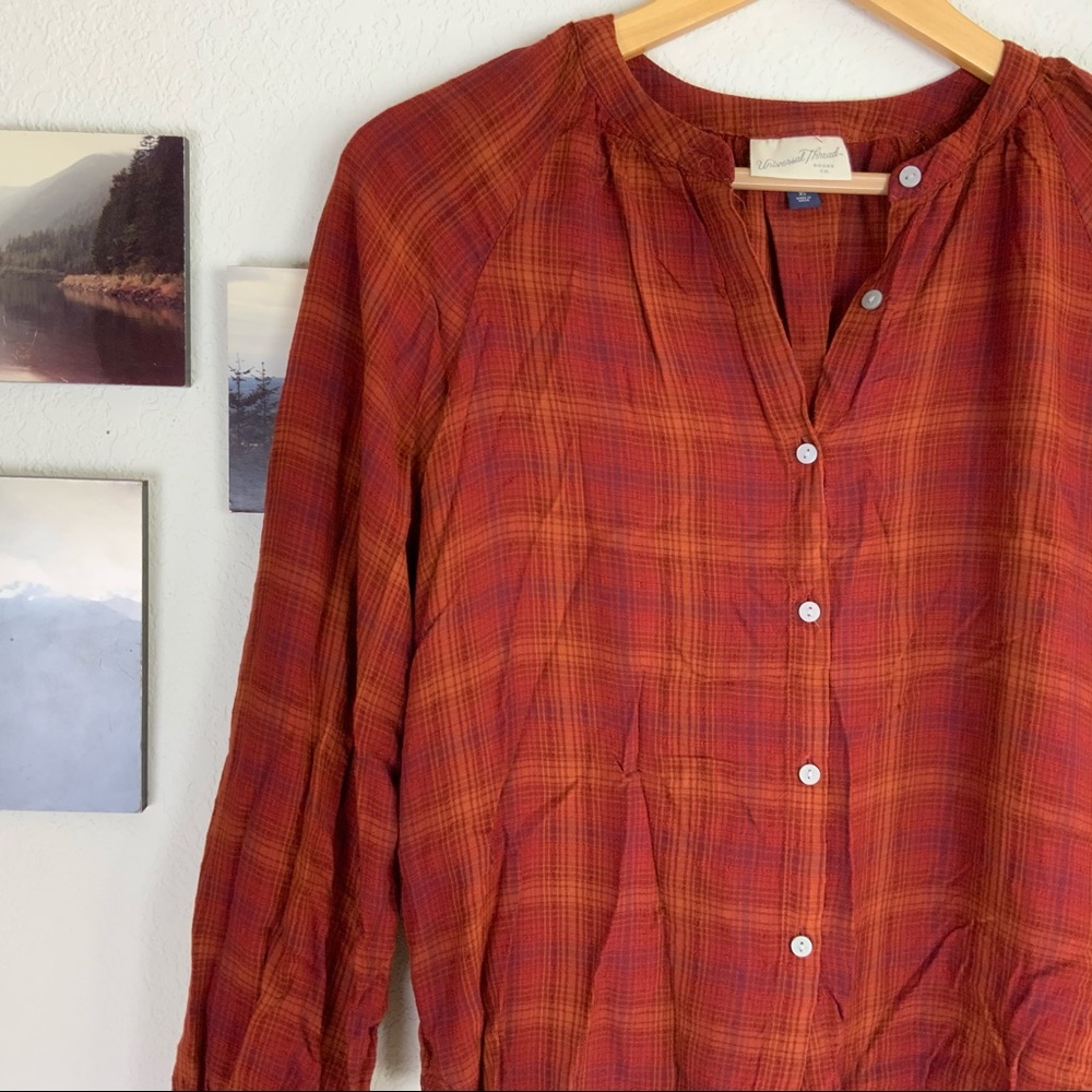 3/$15 Universal Thread NWT Pumpkin Plaid Blouse - Picture 4 of 10